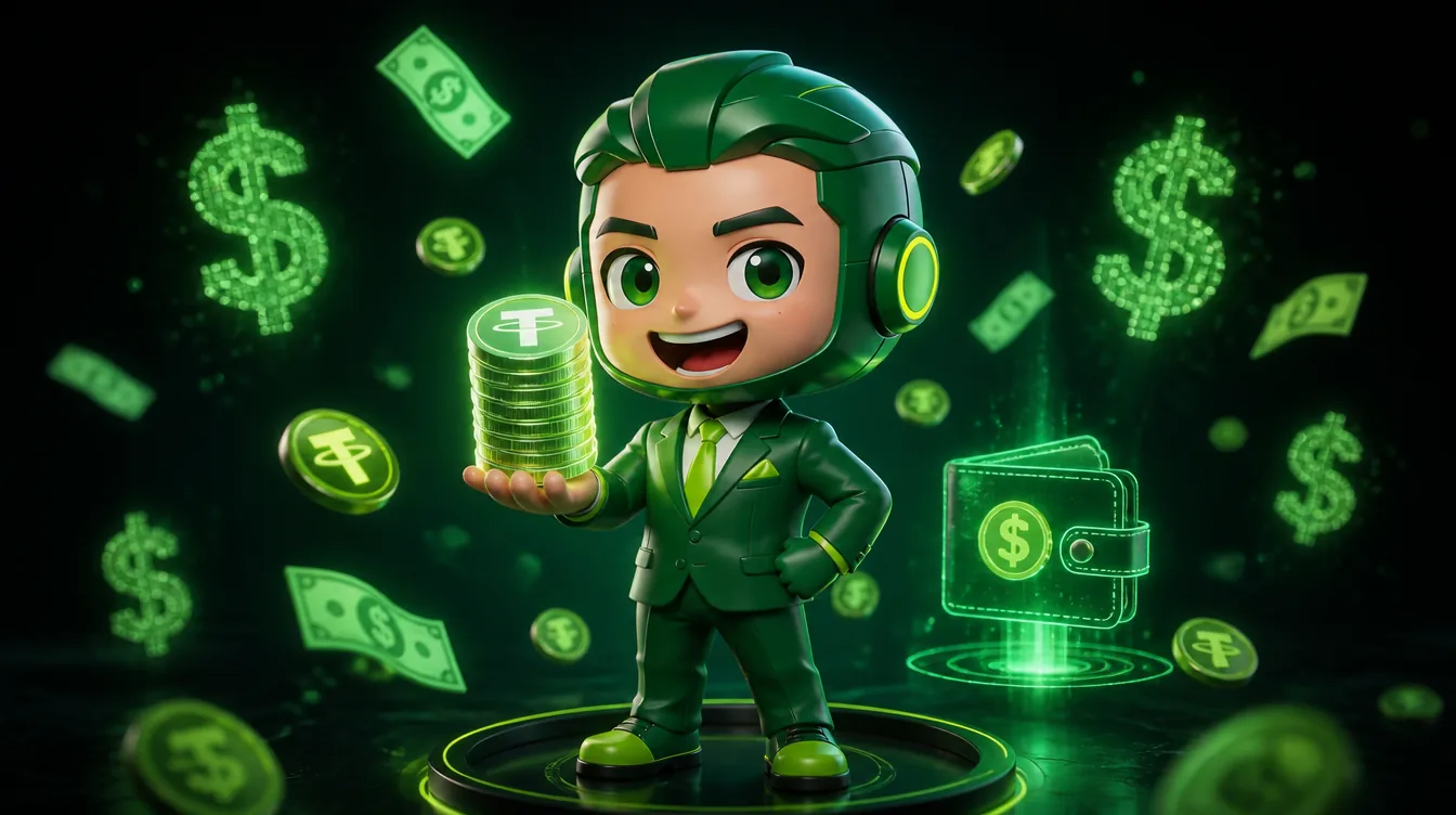 Fewpips mascot with crypto payout icons